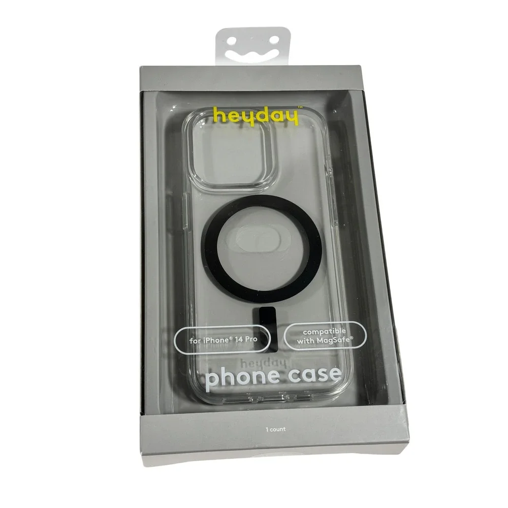 Heyday iPhone 14 Pro Clear Case MagSafe Compatible Hard Shell Rubber Bumper